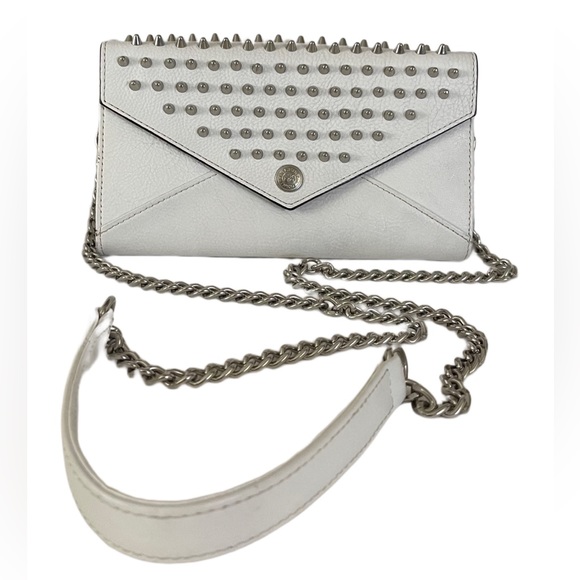 🎉Poshiversary SALE🎉Rebecca Minkoff Studded White Leather Crossbody Wallet - Picture 4 of 17